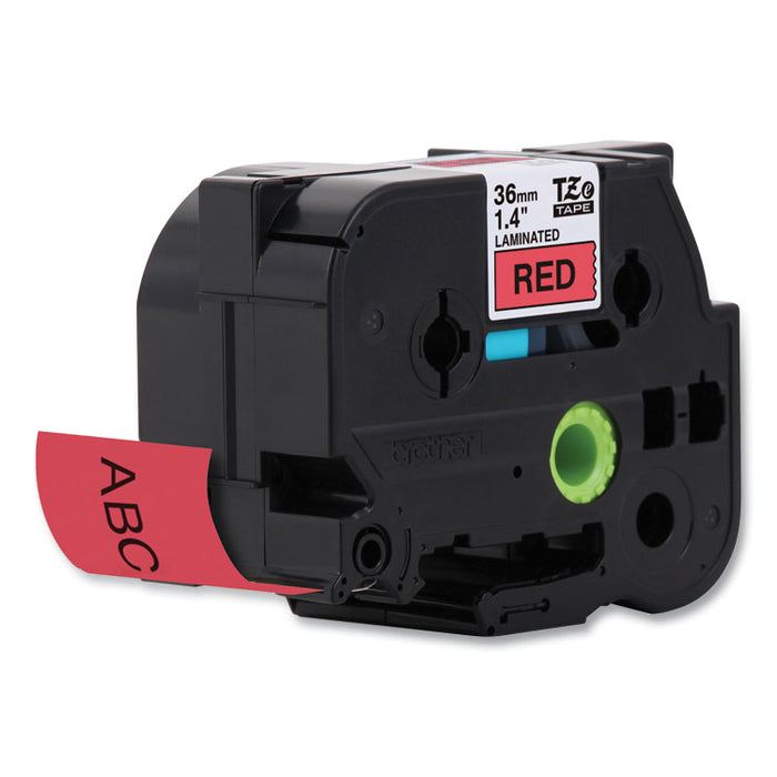TZe Standard Adhesive Laminated Labeling Tape, 1.4" x 26.2 ft, Black on Red