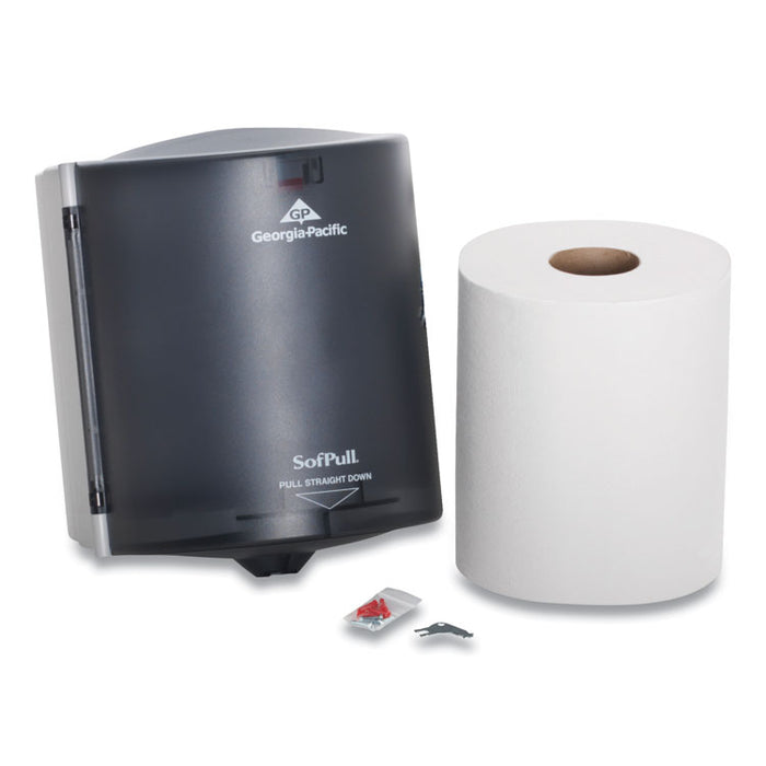 SofPull CenterPull Hand Towel Dispenser, Includes Roll of 320 Centerpull Towels, 9.56 x 9.38 x 12.06, Gray