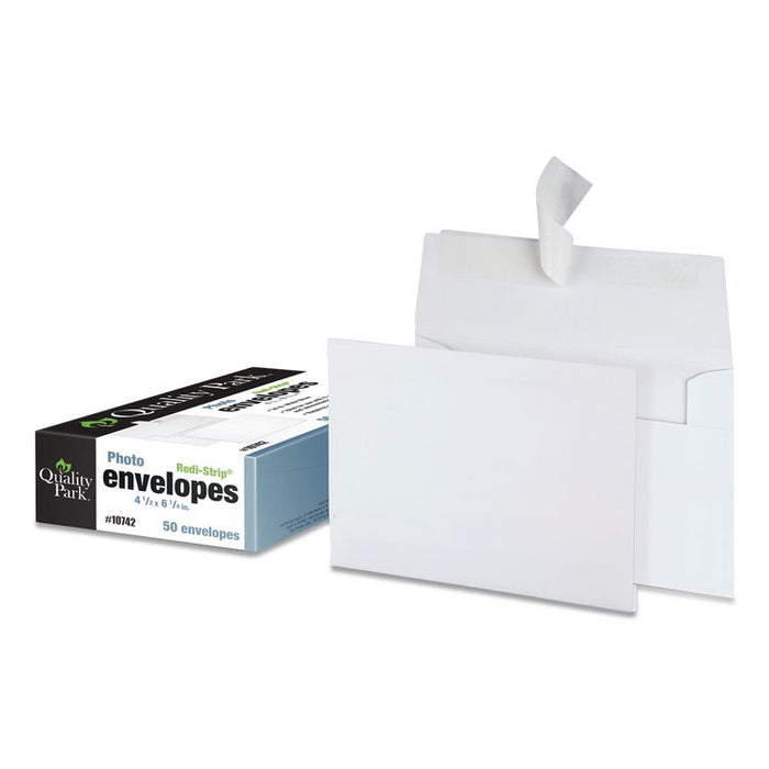 Greeting Card/Invitation Envelope, A-4, Square Flap, Redi-Strip Adhesive Closure, 4.5 x 6.25, White, 50/Box
