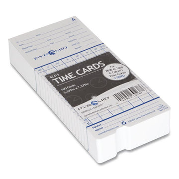 Time Clock Cards for Pyramid Technologies 2000/6000, Two Sides, 3.38 x 7.44, 100/Pack
