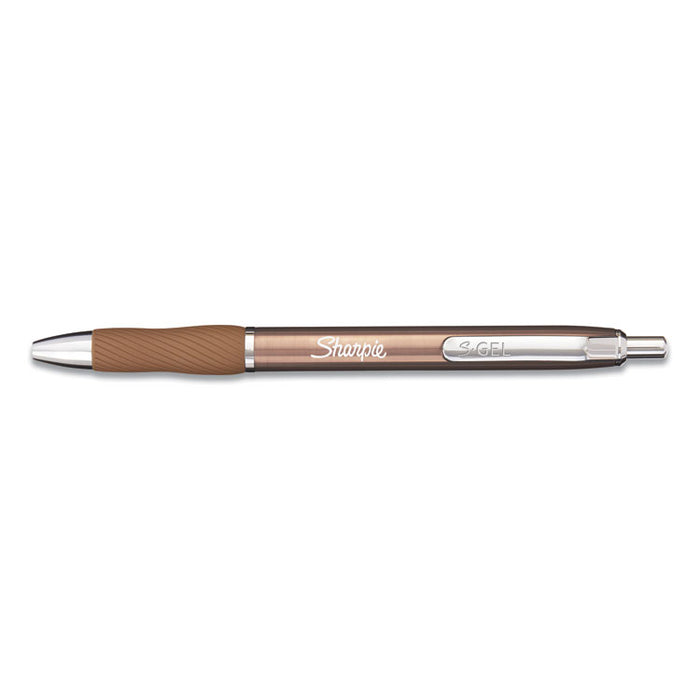S-Gel Premium Metal Barrel Gel Pen, Retractable, Medium 0.7 mm, Black Ink, Champagne Barrel, Dozen