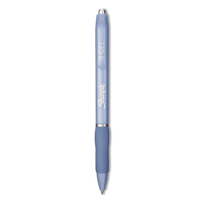 S-Gel Fashion Barrel Gel Pen, Retractable, Medium 0.7 mm, Black Ink, Frost Blue Barrel, Dozen