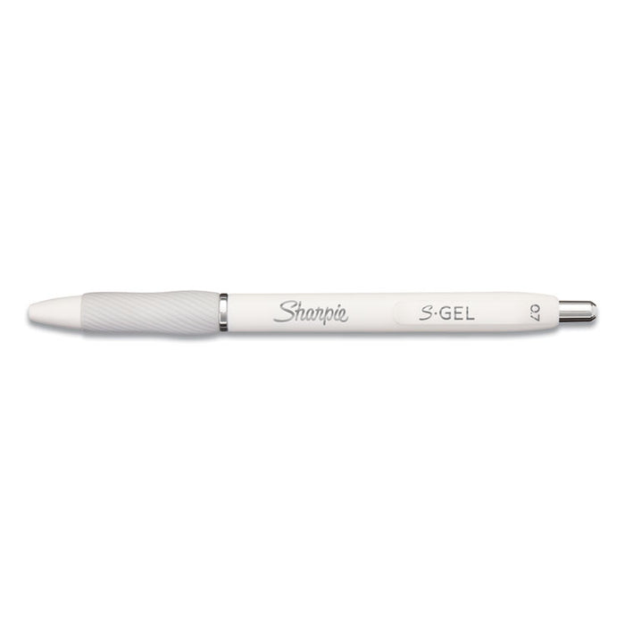 S-Gel Fashion Barrel Gel Pen, Retractable, Medium 0.7 mm, Black Ink, Pearl White Barrel, Dozen