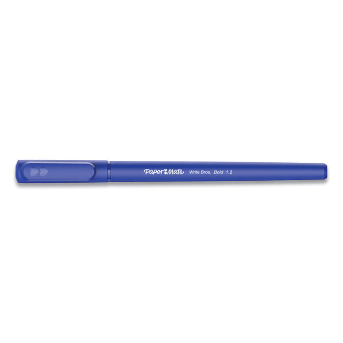 Write Bros. Ballpoint Pen, Stick, Bold 1.2 mm, Blue Ink, Blue Barrel, Dozen
