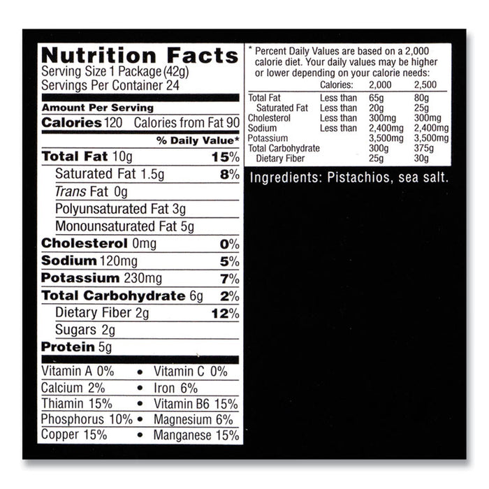 Roasted and Salted Pistachios, 1.5 oz Bag, 24/Pack
