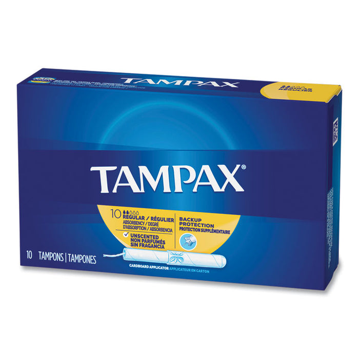 Cardboard Applicator Tampons, Regular Absorbency, 10/Box