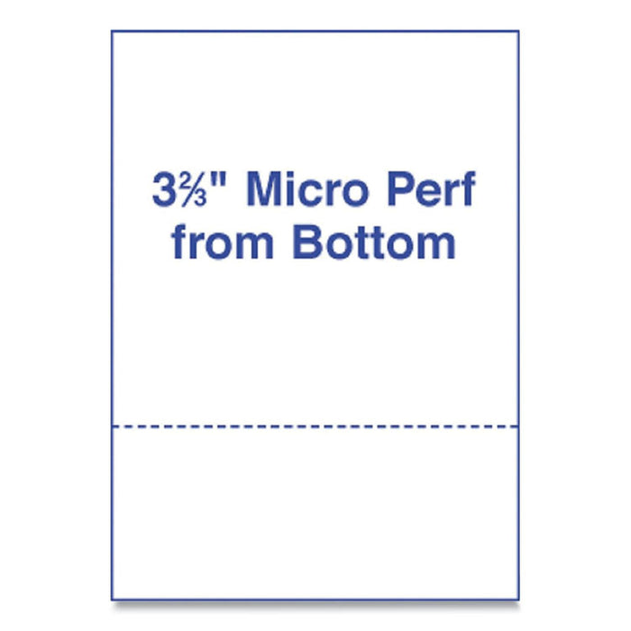 Perforated Laser Cut Sheets, 92 Bright, Micro-Perforated 3.67" from Bottom, 24 lb Bond Weight, 8.5 x 11, White, 500/Ream