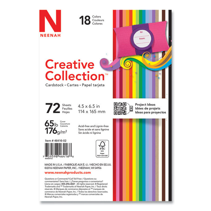 Creative Collection Premium Cardstock, 65 lb Cover Weight, 4.5 x 6.5, Assorted Starter Pack, 72/Pack