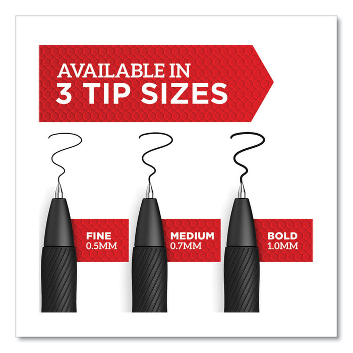 S-Gel High-Performance Gel Pen, Retractable, Fine 0.5 mm, Black Ink, Black Barrel, 4/Pack