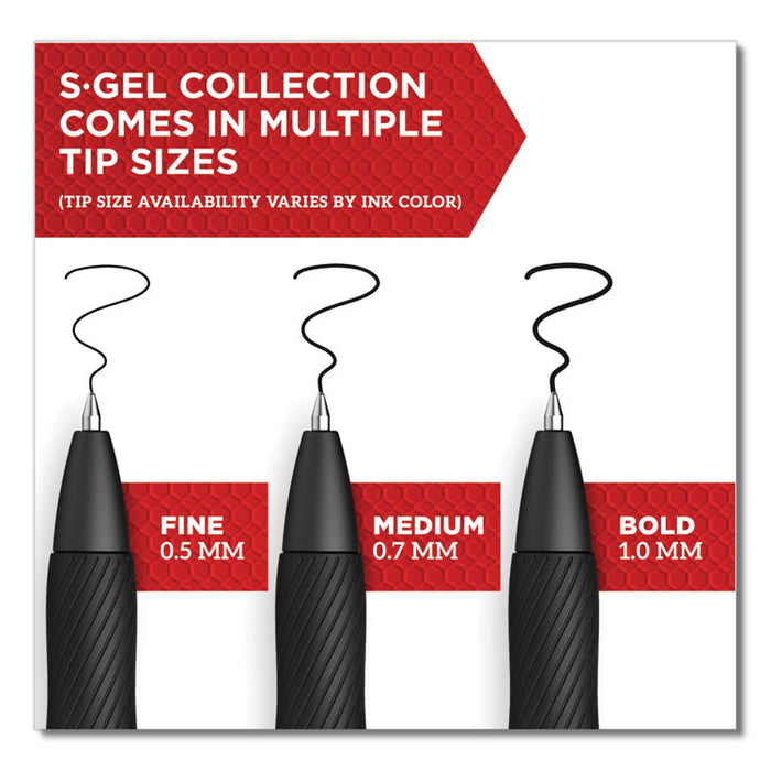 S-Gel High-Performance Gel Pen, Retractable, Medium 0.7 mm, Blue Ink, Black Barrel, 4/Pack