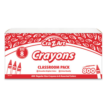 Crayons Classpack with Compartmentalized Storage Box, Regular Size, 8 Assorted Colors, 800/Pack