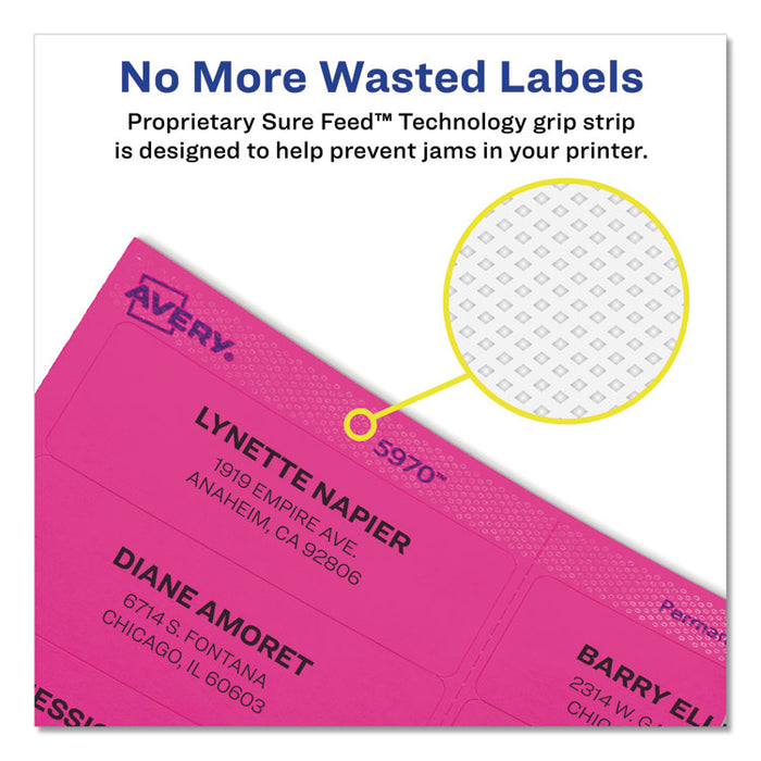 High-Visibility Permanent Laser ID Labels, 2 x 4, Neon Assorted, 1000/Box