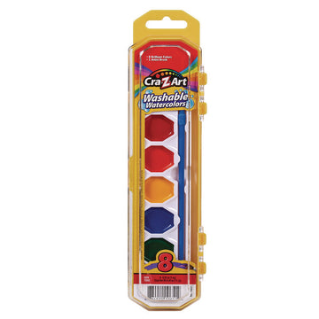 Washable Watercolors, 8 Assorted Colors, Palette Tray