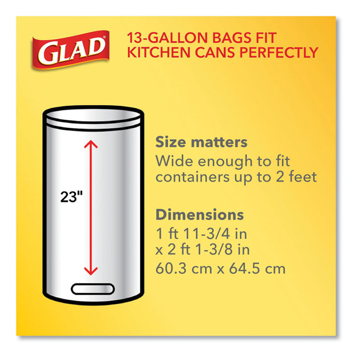 ForceFlex Kitchen Drawstring Trash Bags, 13 gal, 23.75" x 25.4", White, 120/Box