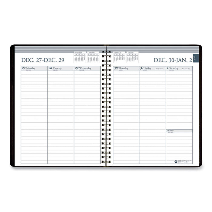 Recycled Weekly Appointment Book Ruled without Appointment Times, 8.75 x 6.88, Black Cover, 12-Month (Jan to Dec): 2026
