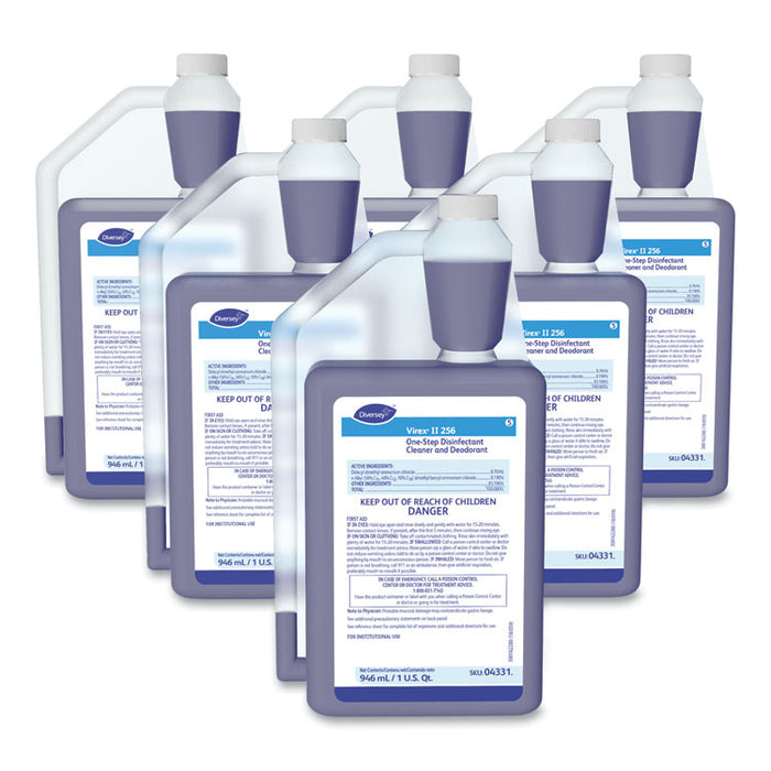 Virex II 256 One-Step Disinfectant Cleaner Deodorant, Mint Scent, 32 oz Bottle,6/Crtn