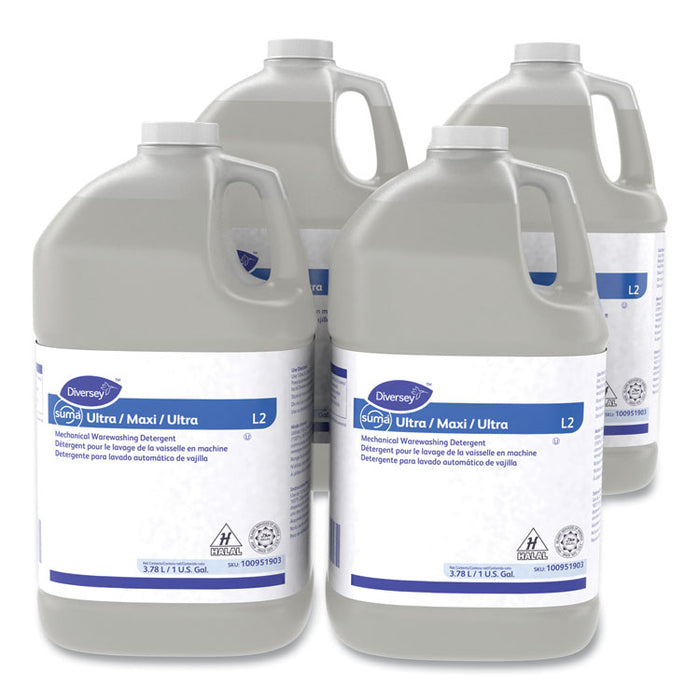 Suma Ultra Mechanical Warewashing Detergent, 1 gal Jug, 4/Carton