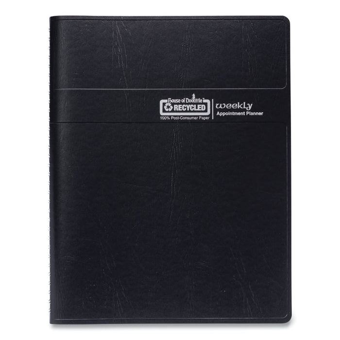 Recycled Weekly Appointment Book Ruled without Appointment Times, 8.75 x 6.88, Black Cover, 12-Month (Jan to Dec): 2026