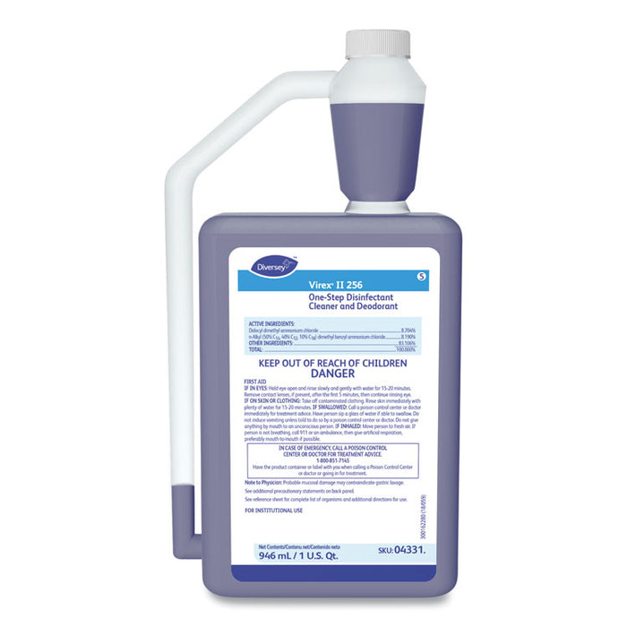 Virex II 256 One-Step Disinfectant Cleaner Deodorant, Mint Scent, 32 oz Bottle,6/Crtn