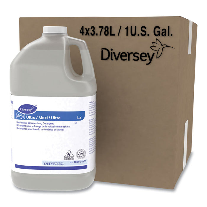 Suma Ultra Mechanical Warewashing Detergent, 1 gal Jug, 4/Carton