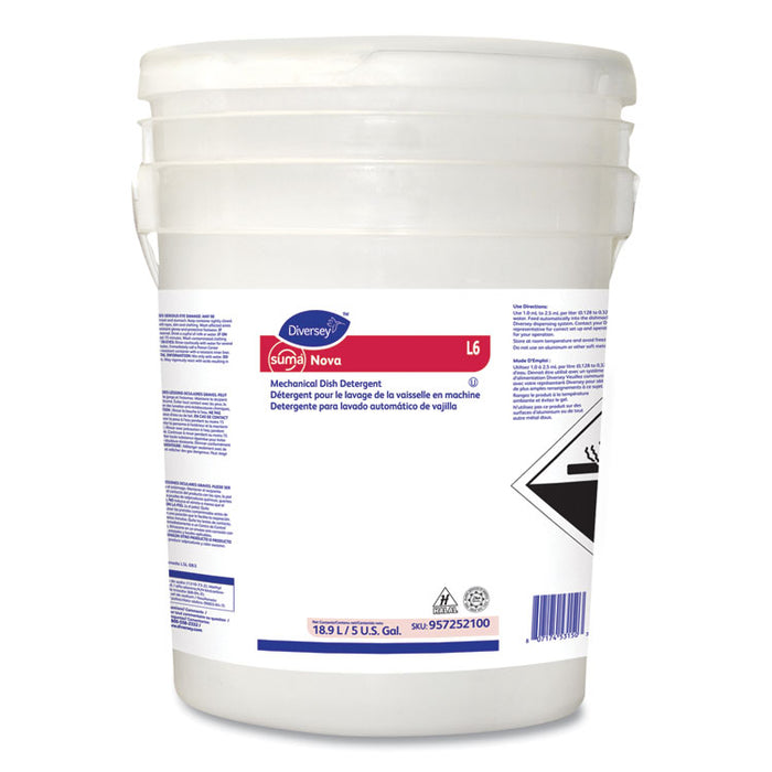 Suma Nova L6 Automatic Dishwashing Detergent, Unscented, 5 gal Pail