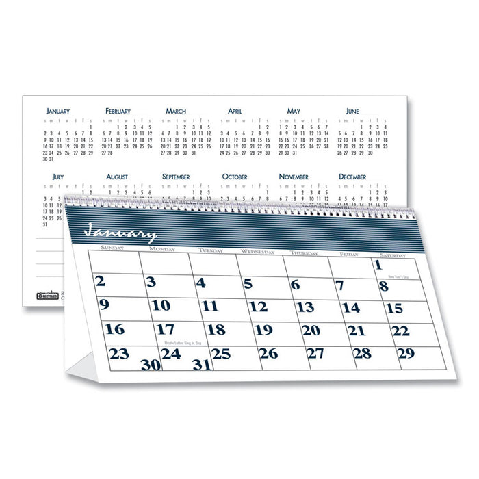 Bar Harbor Recycled Desk Tent Monthly Calendar, 7 x 4.25, White/Blue Sheets, 12-Month (Jan to Dec): 2026