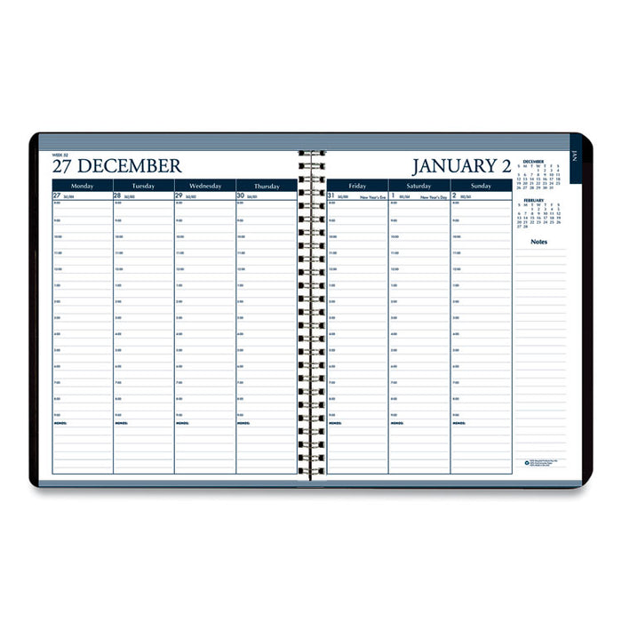 Recycled Wirebound Weekly/Monthly Planner, 11 x 8.5, Black Cover, 12-Month (Jan to Dec): 2026