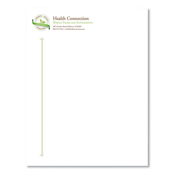 25% Cotton Business Paper, 95 Bright, 20 lb Bond Weight, 8.5 x 11, White, 500 Sheets/Ream