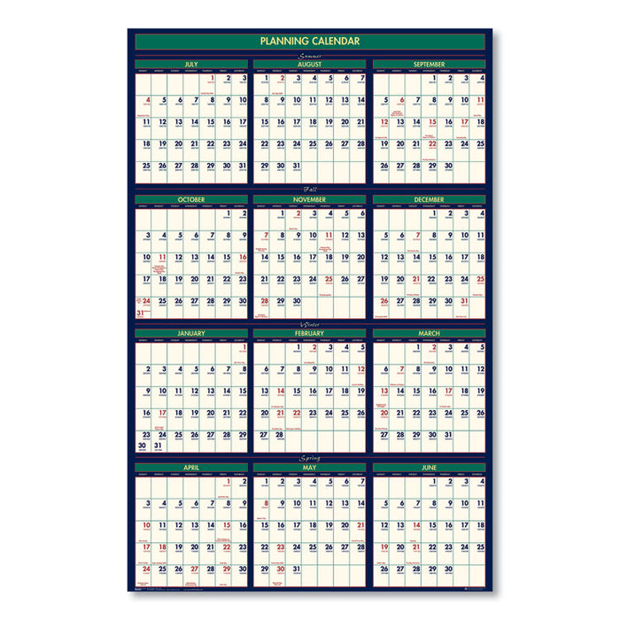Four Seasons Business/Academic Recycled Wall Calendar, 24 x 37, 12-Month (July-June): 2025-2026, 12-Month (Jan to Dec): 2026