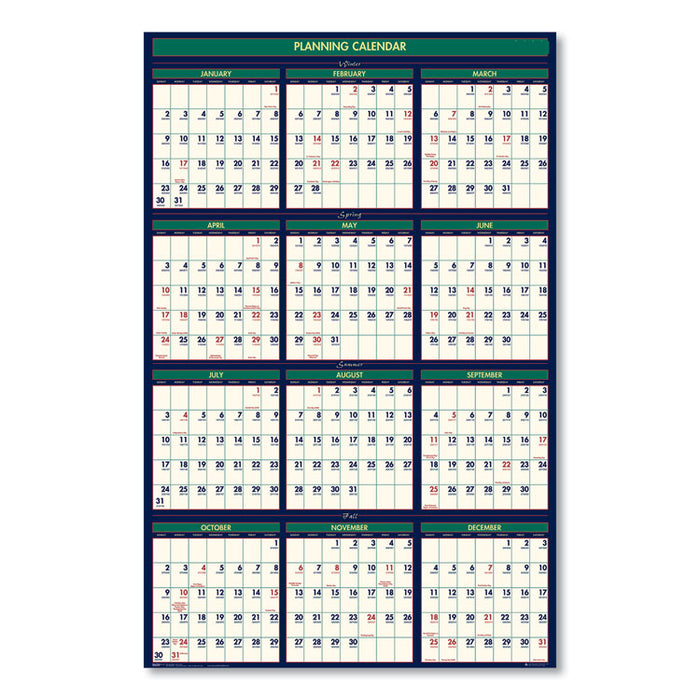 Four Seasons Business/Academic Recycled Wall Calendar, 24 x 37, 12-Month (July-June): 2025-2026, 12-Month (Jan to Dec): 2026