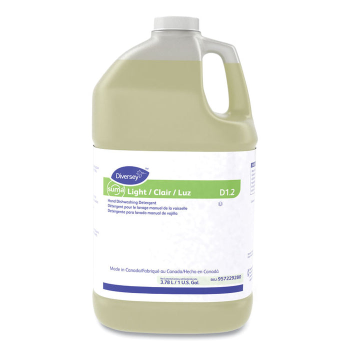 Suma Light D1.2 Hand Dishwashing Detergent, Citrus Scent, 1 gal Container, 4/Carton