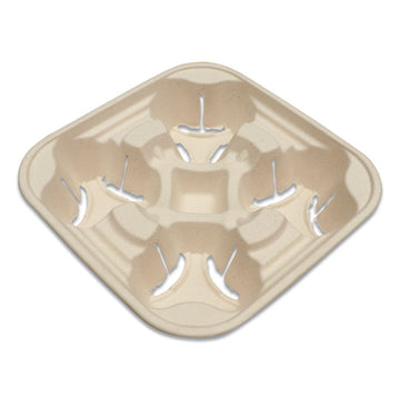 Fiber Cup Carriers, 8 oz to 22 oz, Four Cups, Natural, 600/Carton