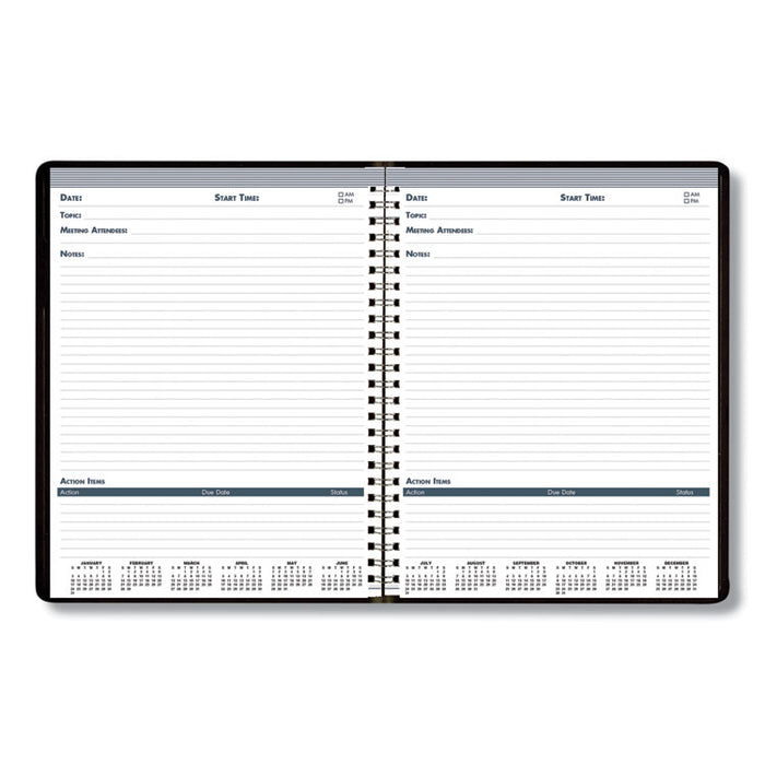 Recycled Meeting Note Planner, 11 x 8.5, Black Cover, 12-Month (Jan to Dec): 2026