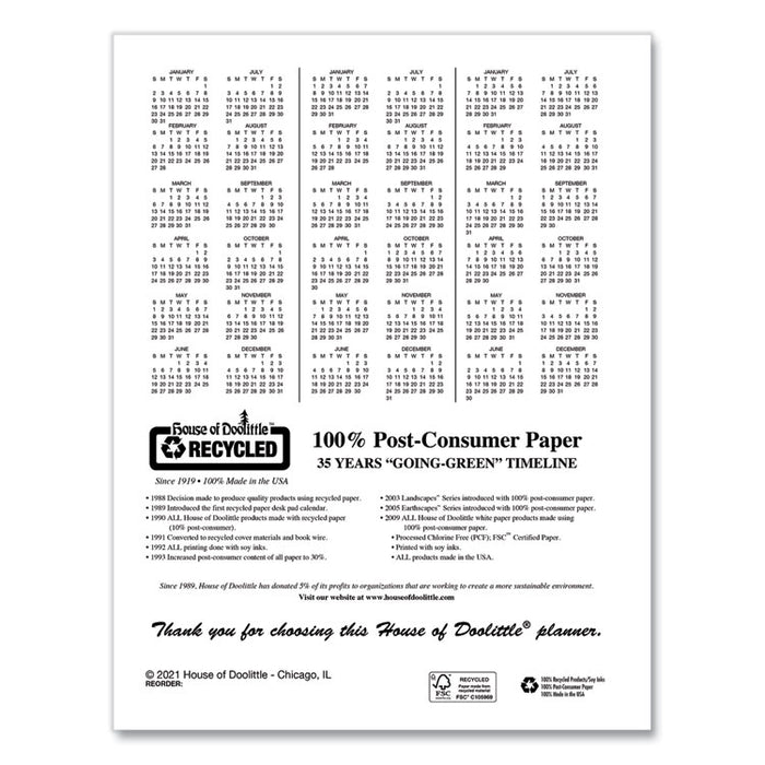 Recycled Meeting Note Planner, 11 x 8.5, Black Cover, 12-Month (Jan to Dec): 2026
