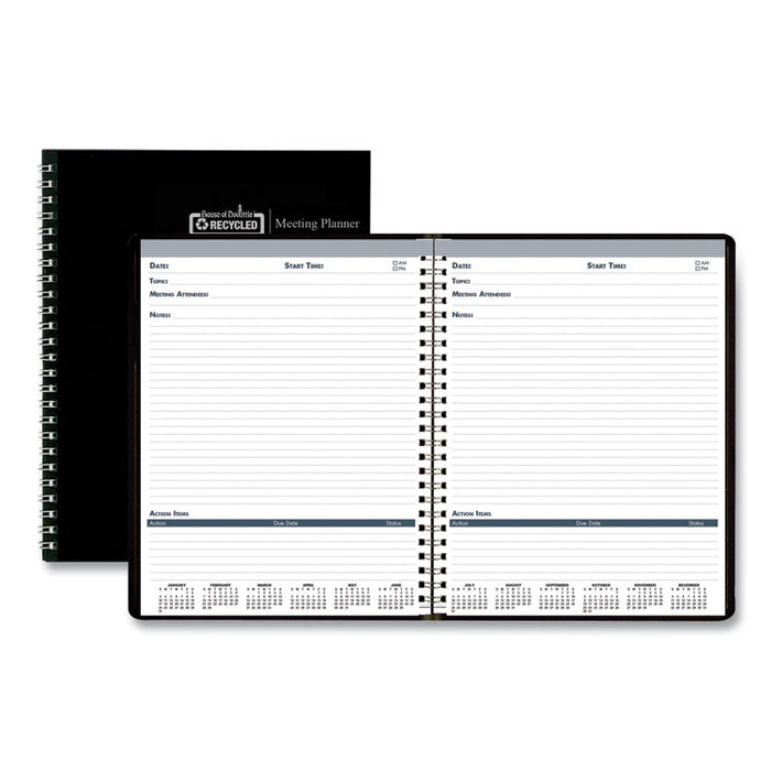 Recycled Meeting Note Planner, 11 x 8.5, Black Cover, 12-Month (Jan to Dec): 2026