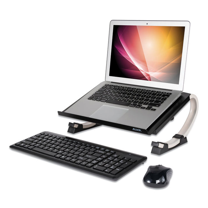 Redmond Adjustable Curve Notebook Stand, 15" x 11.5" x 6", Black/Silver, Supports 40 lbs