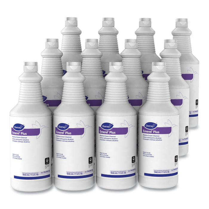 Emerel Plus Cream Cleanser, 32 oz Squeeze Bottle, 12/Carton
