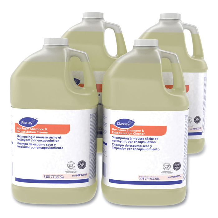 Dry Foam Shampoo and Encapsulation Cleaner, Floral Scent, Liquid, 1 gal, 4/Carton