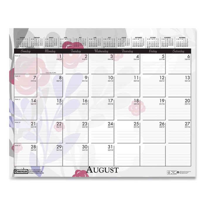 Recycled Wild Flower Wall Calendar, Wild Flowers Artwork, 15 x 12, White/Multicolor Sheets, 12-Month (Jan to Dec): 2026