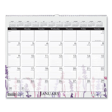 Recycled Wild Flower Wall Calendar, Wild Flowers Artwork, 15 x 12, White/Multicolor Sheets, 12-Month (Jan to Dec): 2026