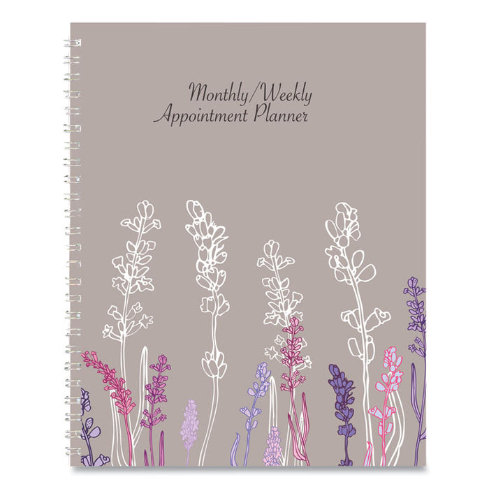 Recycled Wild Flower Weekly/Monthly Planner, Wild Flowers Artwork, 9 x 7, Gray/White/Purple Cover, 12-Month (Jan-Dec): 2026