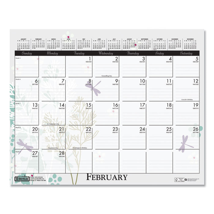 Recycled Wild Flower Wall Calendar, Wild Flowers Artwork, 15 x 12, White/Multicolor Sheets, 12-Month (Jan to Dec): 2026