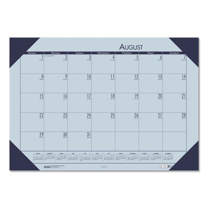EcoTones Recycled Academic Desk Pad Calendar, 18.5 x 13, Orchid Sheets, Cordovan Corners, 12-Month (Aug to July): 2025-2026