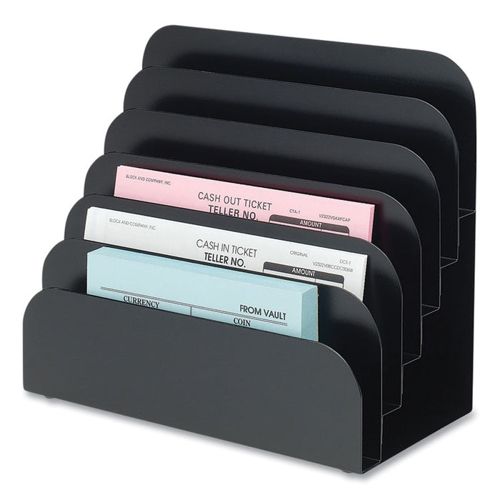 Cash Handling Organizer Bins, 6 Compartments, 8.25" x 7.25" x 4", Black