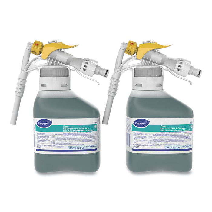 Crew Restroom Floor/Surface Non-Acid Disinfectant Cleaner, Fresh Scent, 50.7 oz Bottle, 2/Carton
