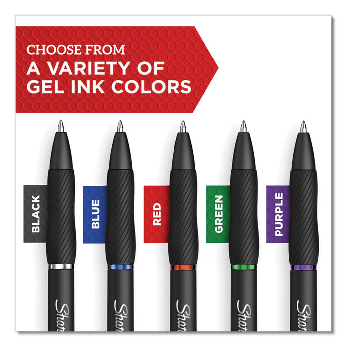 S-Gel High-Performance Gel Pen, Retractable, Fine 0.5 mm, Blue Ink, Black Barrel, Dozen