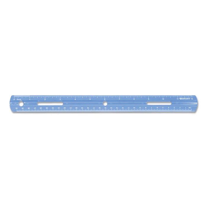 Plastic Ruler, Standard/Metric, 12" (30 cm) Long, Assorted Translucent Colors