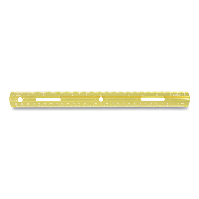 Plastic Ruler, Standard/Metric, 12" (30 cm) Long, Assorted Translucent Colors