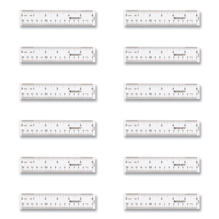 Clear Flexible Acrylic Ruler, Standard/Metric, 6" (15 cm) Long, Clear, 12/Box