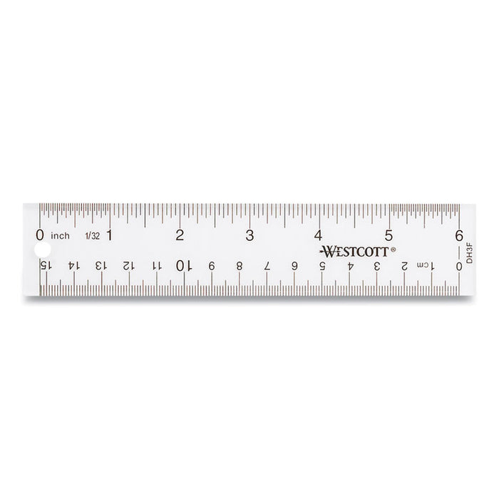 Clear Flexible Acrylic Ruler, Standard/Metric, 6" (15 cm) Long, Clear, 12/Box